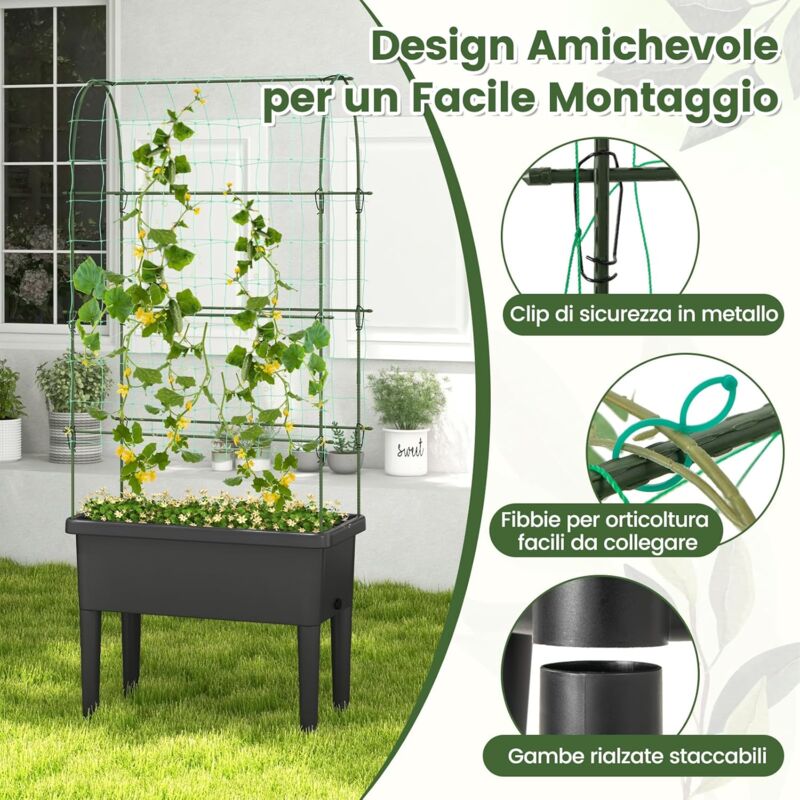 GARDENIX DECOR Fioriere autoirriganti per piante da interno da 17,8 cm, vaso da fiori con indicatore del livello dell'acqua per piante, strumento di monitoraggio della crescita, fibra di cocco