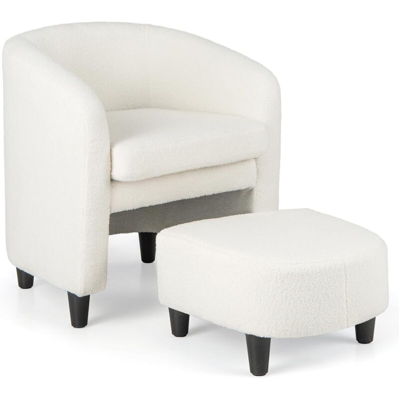 Moderna E Semplice Poltrona In Velluto Teddy, Poltrona Per Il Tempo Libero Con Gambe In Metallo Dorato 82833905