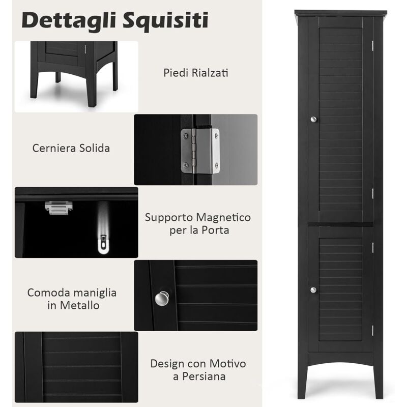 COSTWAY Armadio da Terra con 2 Ante e 1 Cassetto, Mobile da Bagno con