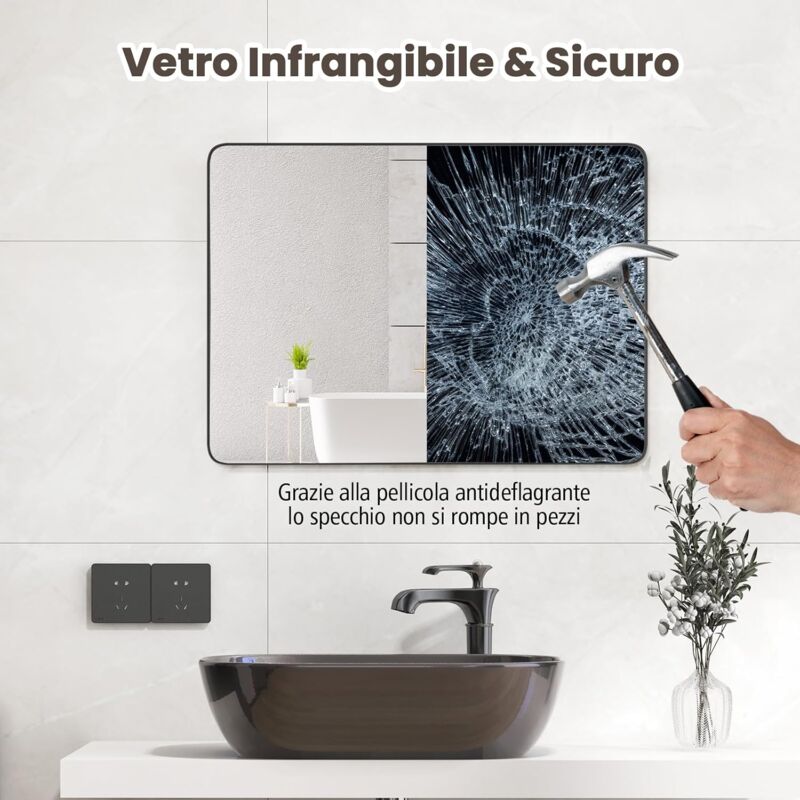 Specchio Da Barba Non Appannabile 2 Pezzi - 20x15cm Infrangibile | Per Bagno, Viaggio E Campeggio - Foto 8