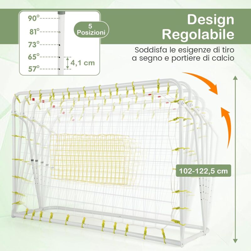 Porte Da Calcio Pieghevoli HOMCOM - Set 2 Porte, 90x36x60cm, Rosso, Con Rete - Foto 7