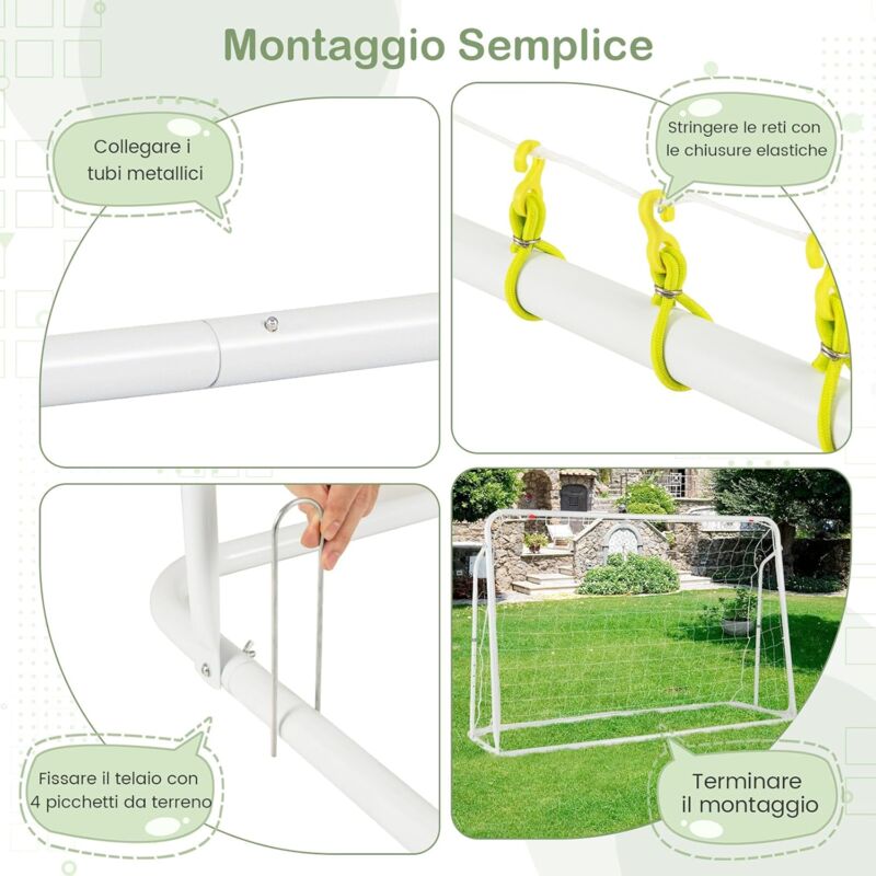 Porte Da Calcio Pieghevoli HOMCOM - Set 2 Porte, 90x36x60cm, Rosso, Con Rete - Foto 8