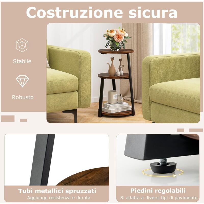 APICIZON Tavolino rotondo in legno, piccolo tavolino per soggiorno