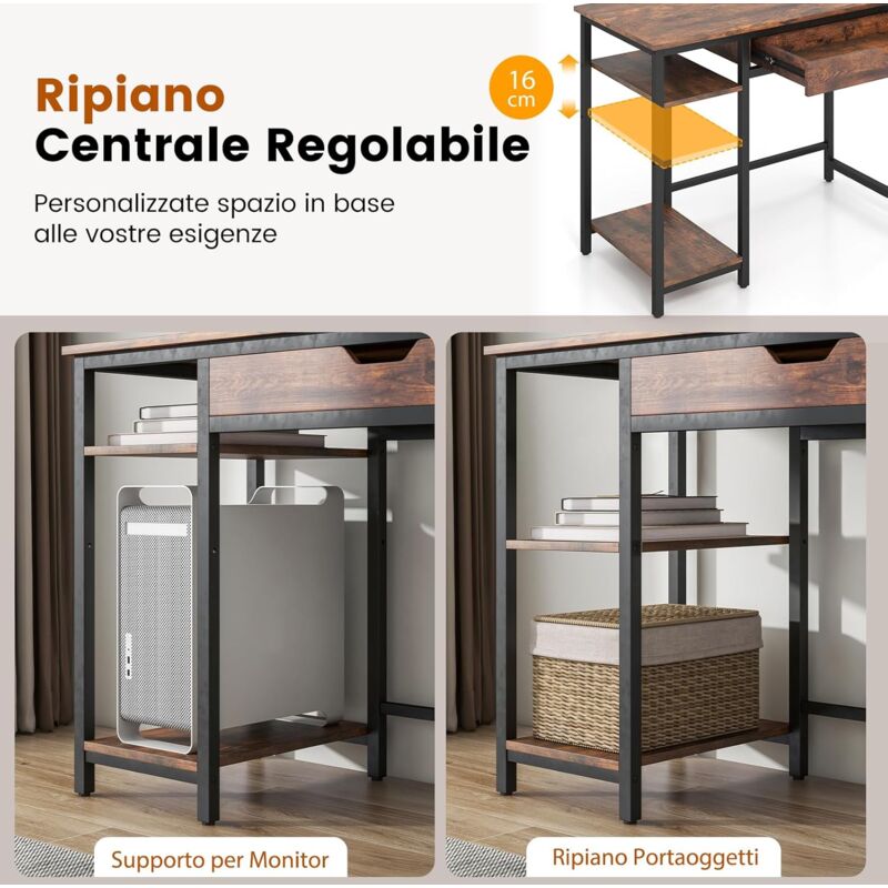 KIENICH Scrivania PC, Tavolo Per Coputer, Scrivania Con 2 Ganci