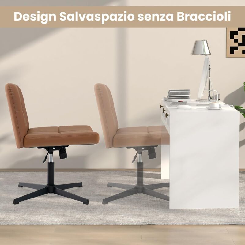 Sedia Da Ufficio Sweetcrispy Senza Braccioli – Moderna In Tessuto Poliestere Con Ruote E Altezza Regolabile – Girevole E Compatta Per Toeletta E Piccoli Spazi