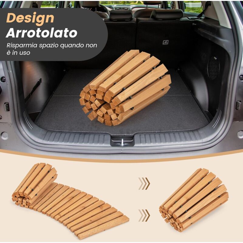 Passerella Legno Arrotolabile Per Giardino | Antiscivolo | Resistente Alle Intemperie | 245x55 Cm - Foto 12