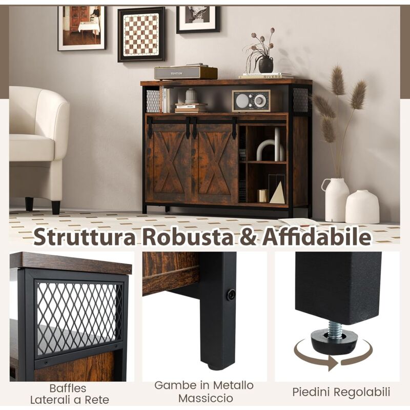 COSIEST Armadietto Moderno Con Ante E Ripiano Regolabile: 80x35,6x81,3 Cm, MDF, Per Cucina, Soggiorno, Ingresso