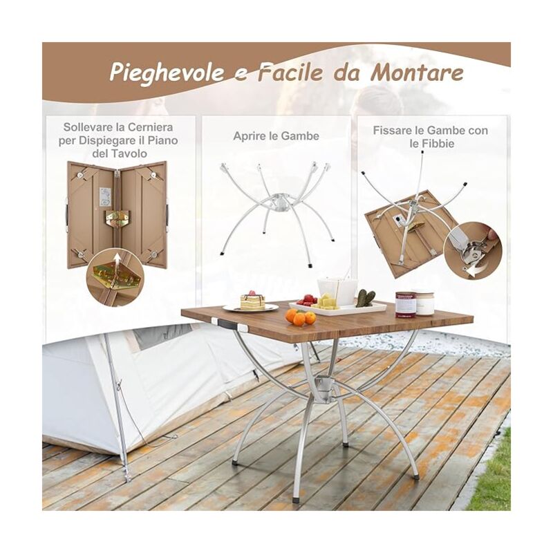 Tavolo Da Campeggio Pieghevole In Alluminio, 60x40x26 Cm, Leggero E Portatile Con Maniglia, Per Picnic E Giardino