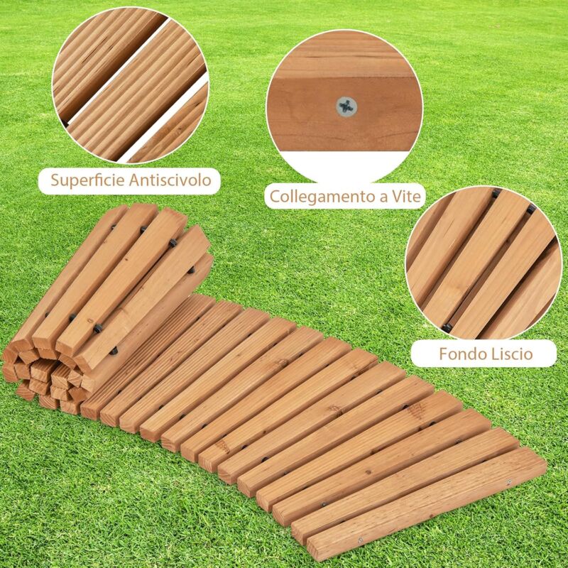 Passerella Legno Arrotolabile Per Giardino | Antiscivolo | Resistente Alle Intemperie | 245x55 Cm - Foto 2