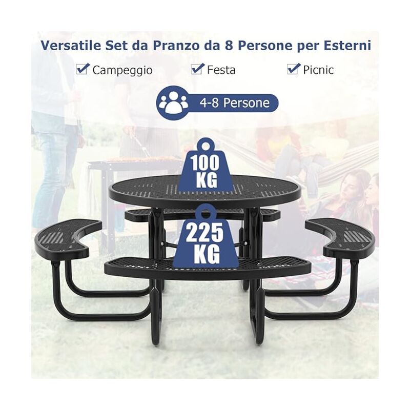 InfiniPower Base Per Ombrellone 50,8 Cm - Supporto Resistente Con Capacità 22,7 Kg, Riempibile Con Acqua O Sabbia, Adatto Per Aste Ø38-48 Mm, Per Giardino, Terrazza E Piscina, Nero