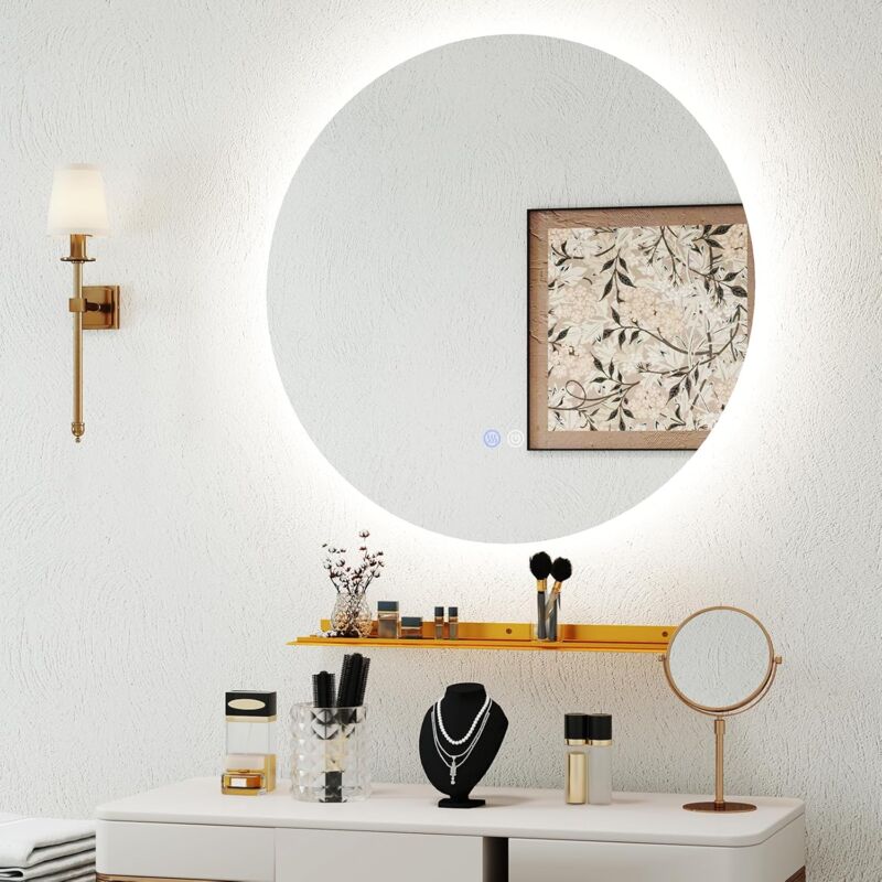 Specchio Da Bagno LED COSTWAY 80x60 Cm - Luci Frontali E Retroilluminazione, 3 Colori, Anti-Appannamento, IP44