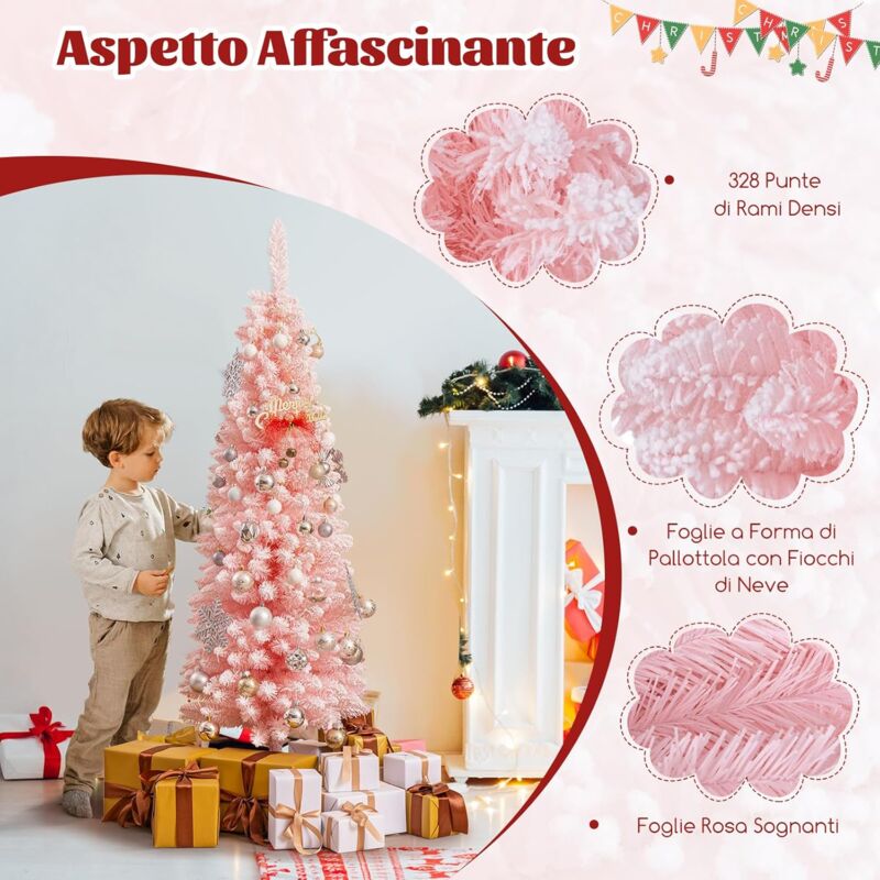 Topper Albero Di Natale A Stella Rosa 20 Cm Con Polvere D'Oro DERAYEE Per Decorazione