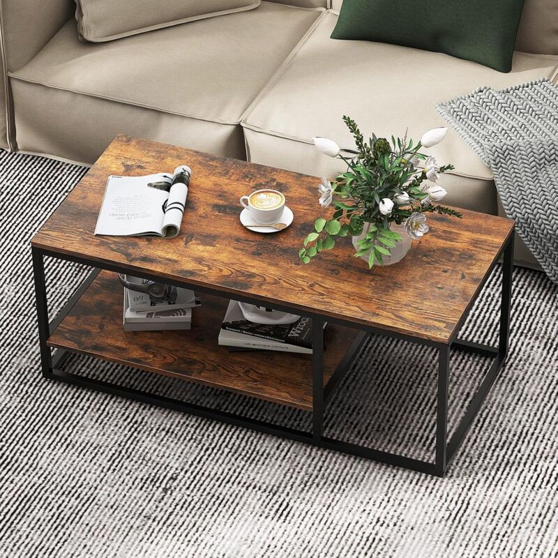Tavolino Da Caffè Moderno Dal Design Industriale 100 X 51 X 40 Cm In Legno Ingegnerizzato Marrone E Metallo Dec038605 88761304