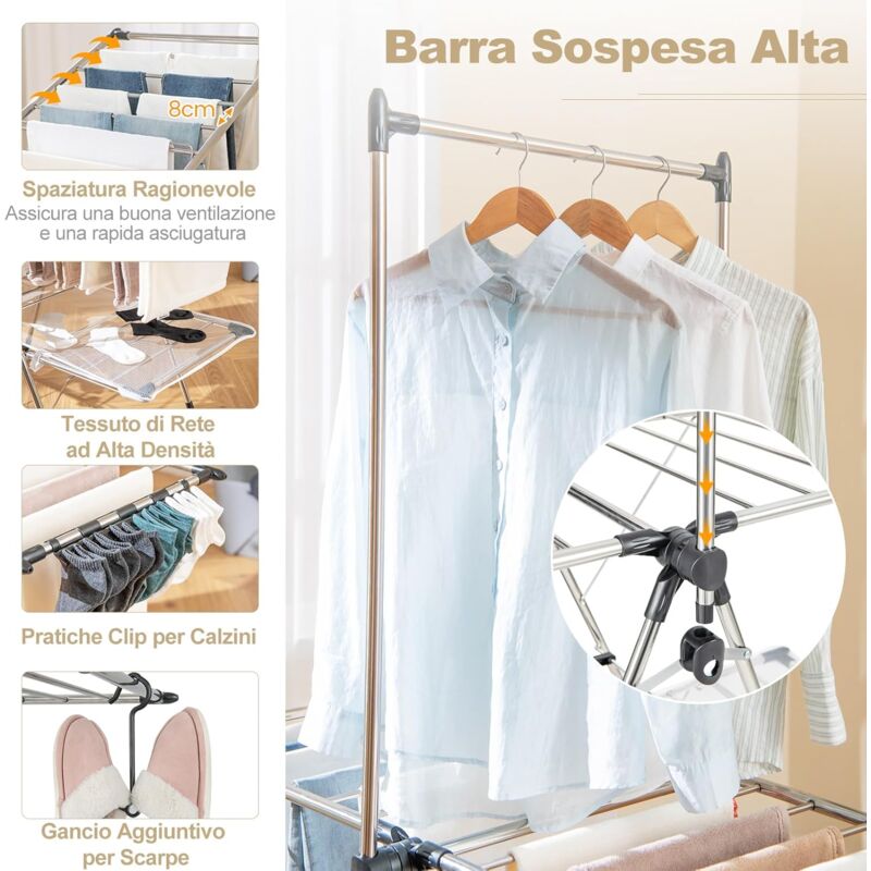 Stendibiancheria 2 in 1 Beldray - Rastrelliera per Asciugare i Vestiti