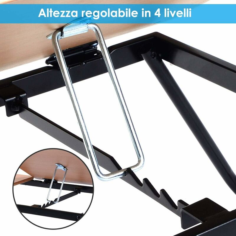 COSTWAY Tavolino per Notebook Supporto per Laptop Tavolo PC da Letto, Inclinazione  Regolabile e portabile, 55x32x23cm