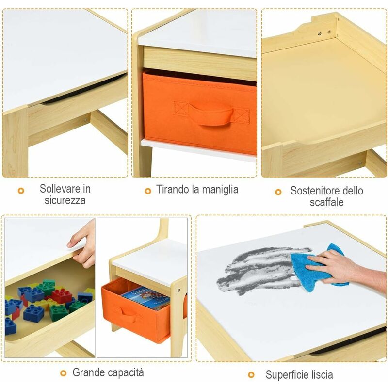 Cucina Legno Giocattolo per Bambini con Anta e Cassetti Lavagna Multicolore  - ND - Cucina - Giocattoli