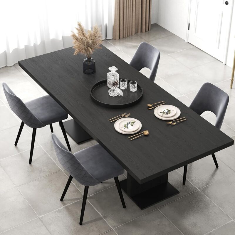 Set Di 4 Sedie Da Sala Da Pranzo Dal Design Semplice In Sintetico Grigio Con Cuciture Della Struttura In Metallo Nero Cds10407 81620730