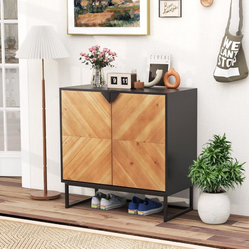 Armadio Stoccaggio Moderno 2 Ante 2 Cassetti Credenza Buffet Ripiano Regolabile Cucina Nero 90230781