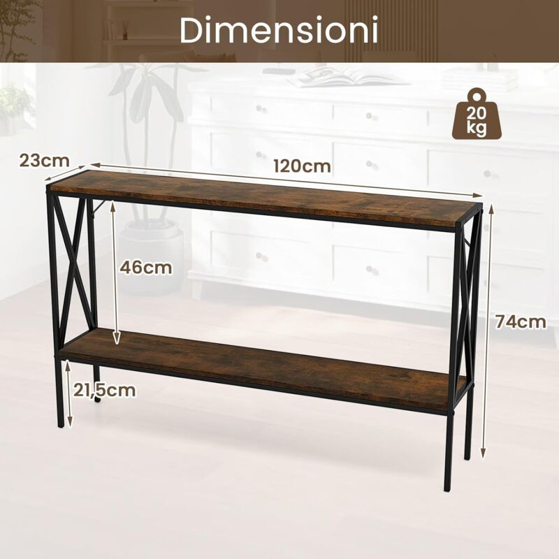 PADMA HOUSE Tavolo Consolle Con 2 Cassetti: Mobile Da Ingresso In Legno, 90x35x76.5 Cm, Marrone - 5
