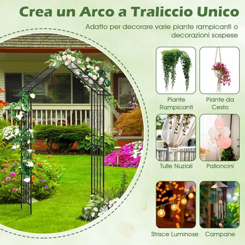 COSTWAY Traliccio per Piante Rampicanti ad Arco 179 x 180 cm, Trellis