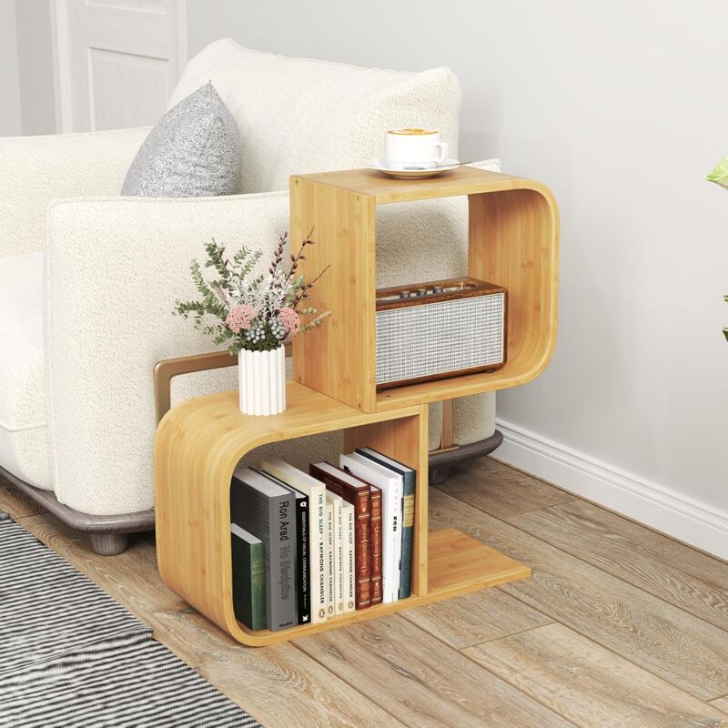 uyoyous Libreria girevole a 4 livelli, libreria girevole a 360° con ruote, scaffale angolare, libreria a pavimento per camera da letto, soggiorno, ufficio
