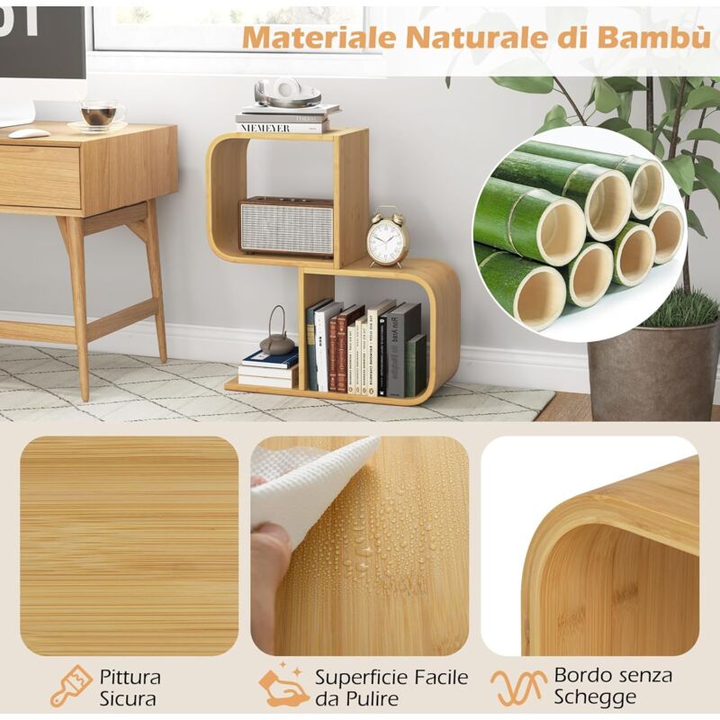 Libreria ad Albero, Libreria Albero, Libreria da Pavimento, Scaffale alto per Libri in Legno per CD/film/libri, Scaffali per Organizer per Libri utili per Camera da Letto, Soggiorno, Ufficio in Casa(W