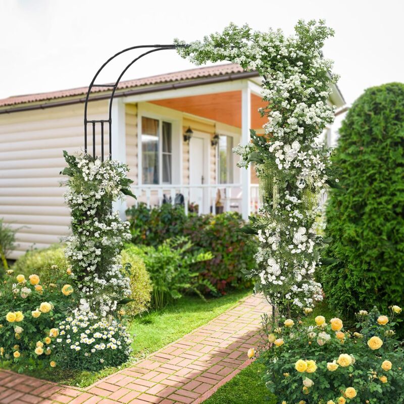 CLP Arco Pergolato Milano In Ferro Per Piante Rampicanti – 235x110x190 Cm, Struttura Resistente Per Rose, Edera, Cerimonie (Nero)