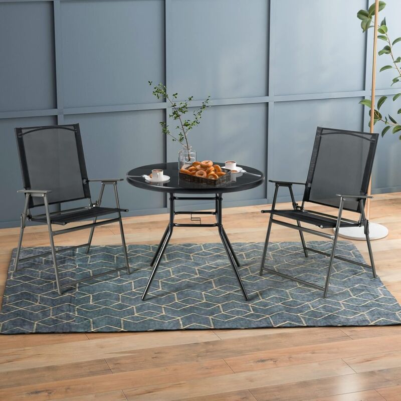 KOMFOTTEU Tavolino Da Giardino Rotondo In HDPE – 46x46 Cm, Portata 150 Kg, Per Esterno/Interno, Balcone E Terrazza, Nero