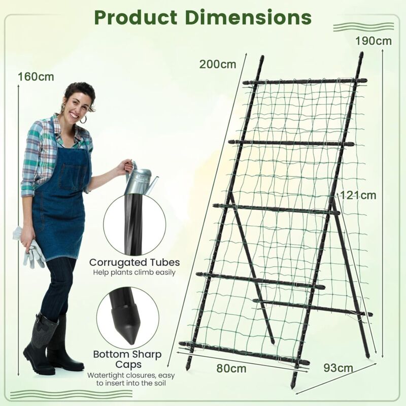 Traliccio Ad Arco Da Giardino COSTWAY - Supporto Per Piante Rampicanti Alto 230 Cm - Struttura In Metallo Rivestito PE Per Viti E Fiori - 2