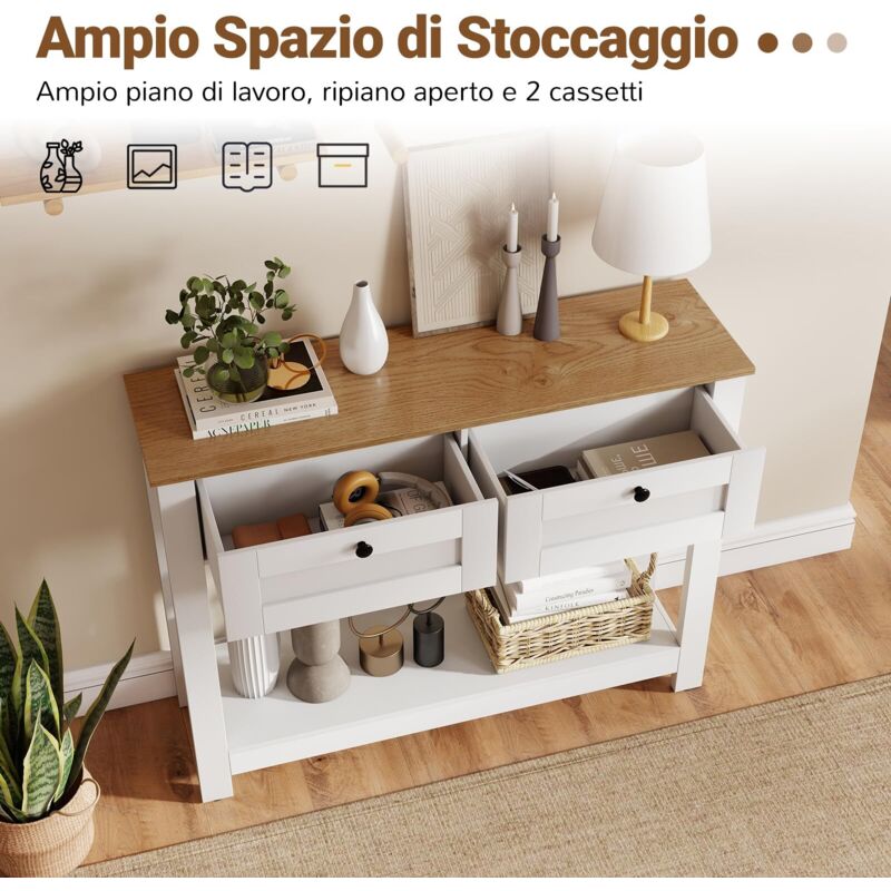 COSTWAY Tavolo Consolle, Tavolo d’Ingresso a 2 Livelli con Superficie