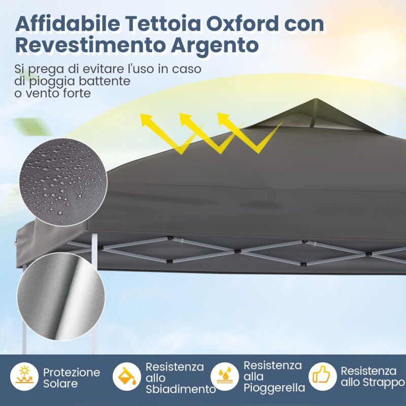 ABCCANOPY Gazebo Pop-Up 2.5x2.5m Impermeabile Giallo - Con Borsa A Ruote, Pali E 4 Sacchi Pesanti