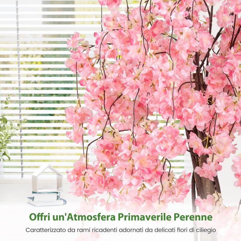 Albero di Ciliegio Artificiale 163 CM, Pianta Finta da Interno con Vaso in PP Riempito con Cemento, Fiori in Tessuto, Decorazione per Ufficio, Casa e | Leroy Merlin
