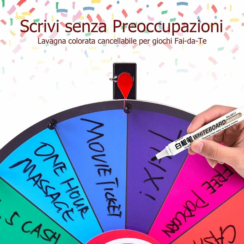 COSTWAY 24 Pollici Gioco Ruota della Fortuna da Terra&Tavolo, Wheel of  Fortune con Marcatore e Cancellatore, 2 Indicatori da Ricambio, 14 Slots,  per Carnevale e Feste (24 Pollici)