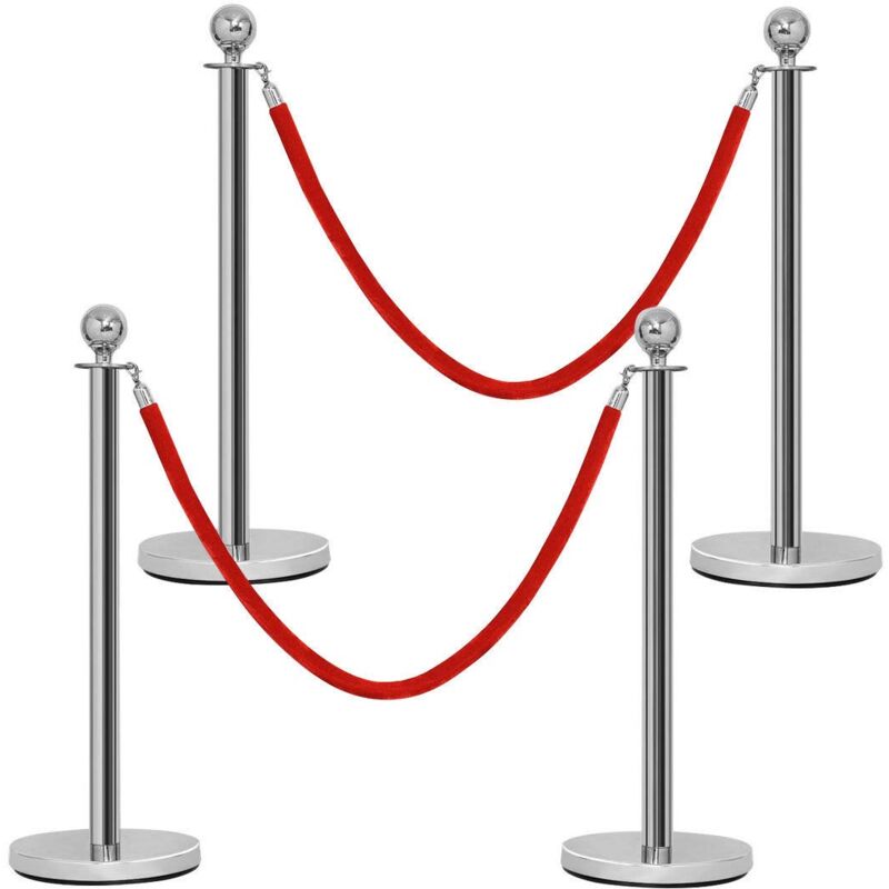 COSTWAY Set 6 Transenne Delimitazione Con Catena, Paletti Gialli Base Riempibile, Per Controllo Folla Interno/Esterno