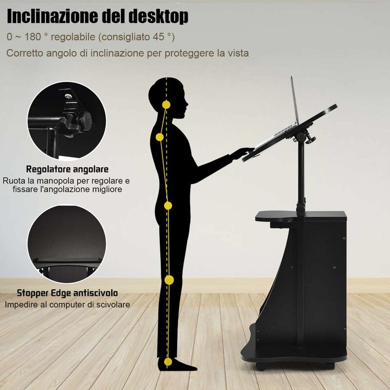 Yaheetech Sedia Ufficio Senza Braccioli Ergonomica In Ecopelle Imbottita Da Scrivania A Rotelle Girevole Altezza Regolabile Fonzione Dondolo Rosa