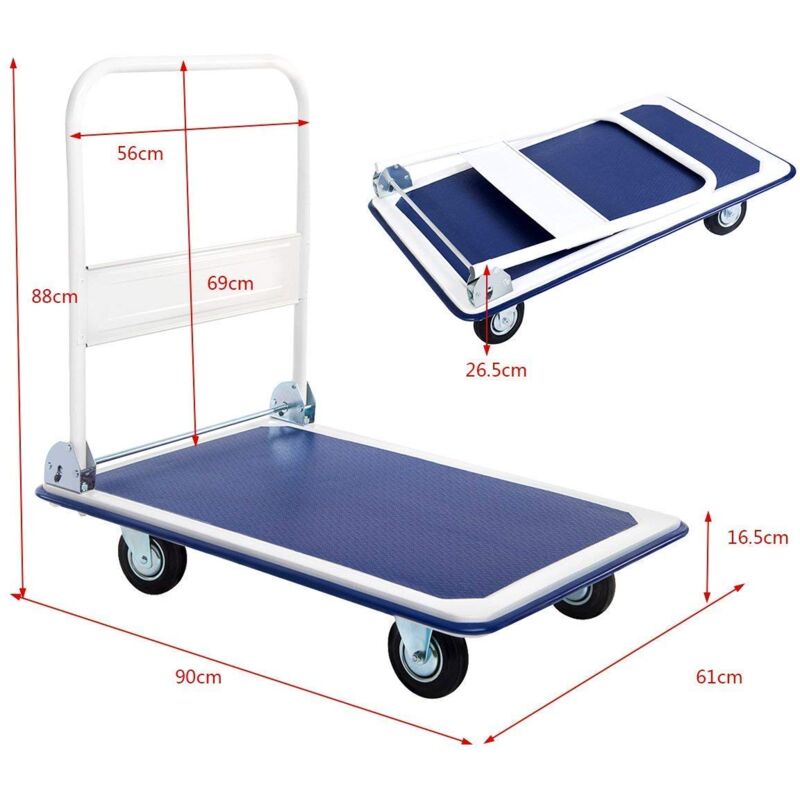 Carrello Pieghevole Per Carichi Pesanti - Piattaforma 90x60 Cm, Portata Fino A 800 Kg