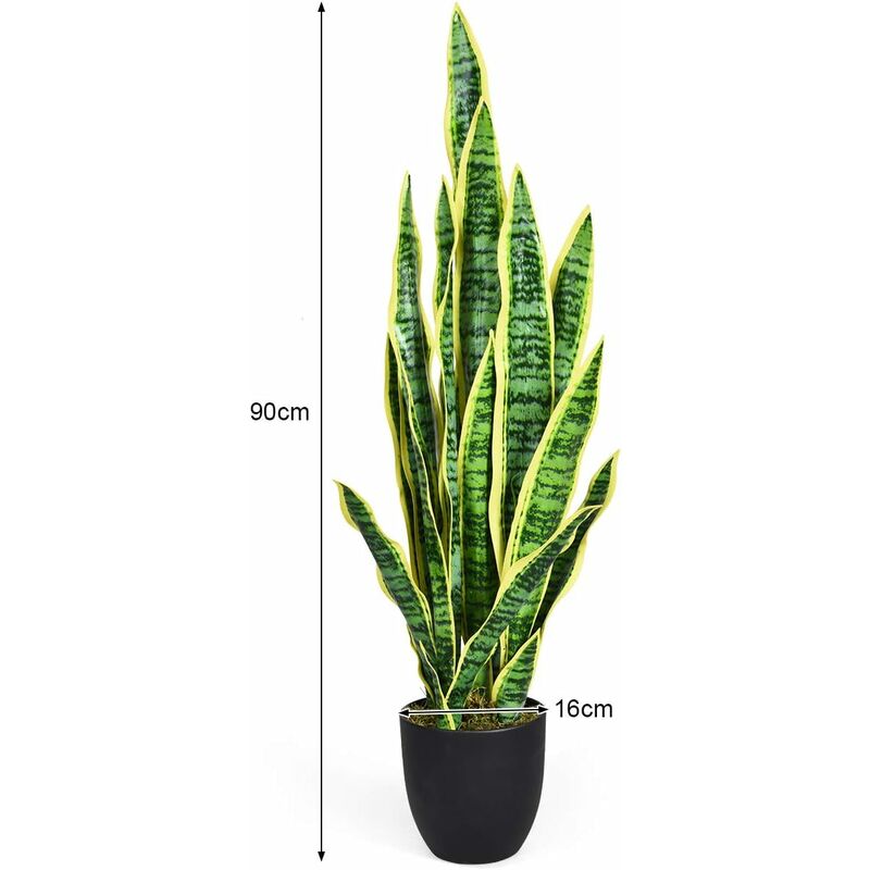 Worth Piante Artificiali Sansevieria 0,9 M - Confezione Da 2, Foglie Di Seta Realistiche Per Interni/Esterni, Senza Manutenzione, Con Vaso In PP E Cemento - 2