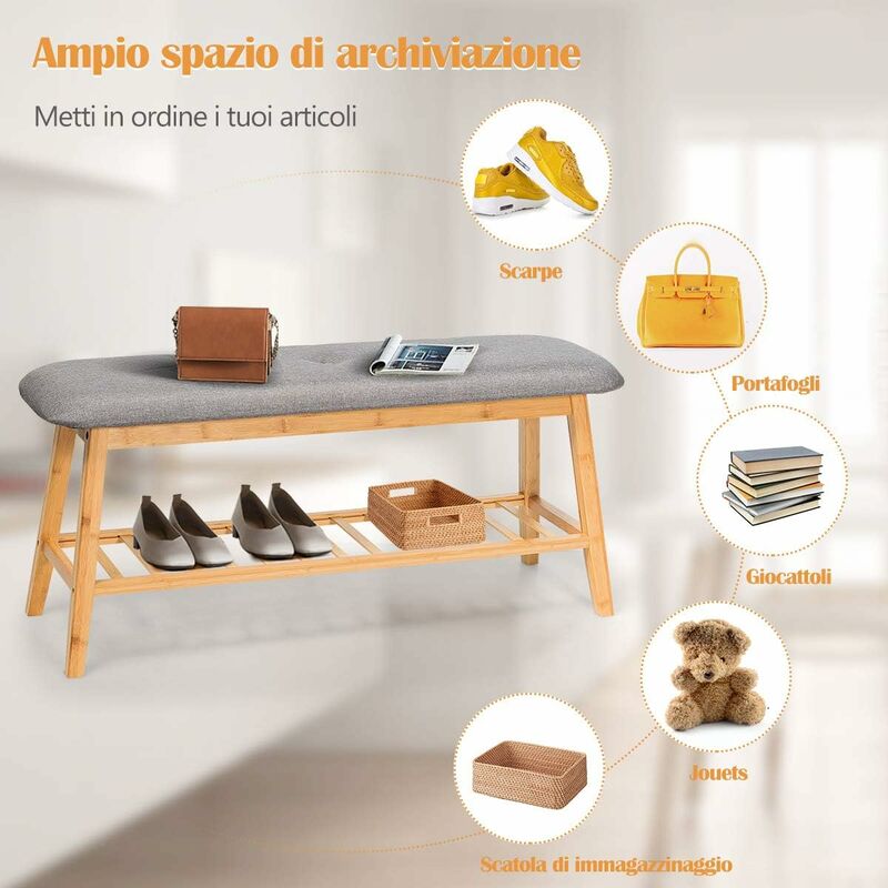 Panca Porta Scarpe per Corridoio dingresso Bianco Scarpiera con Cuscino 30x80x46 cm Dioche Scarpiera da Ingresso 