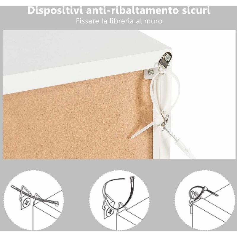 eSituro Libreria Verticale, con 3 Scomparti a Giorno e 1 Armadietto