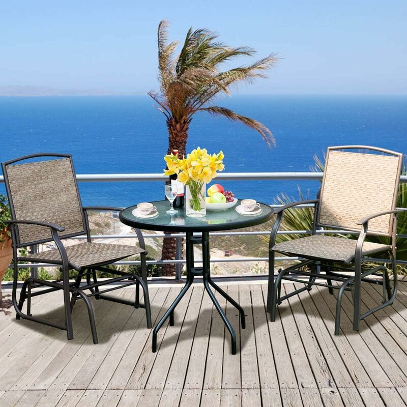 COSTWAY Panca A Dondolo Da Giardino, Sedia A Dondolo In Legno Con Seduta Ergonomica, Doppia Poltrona A Dondolo In Legno Massiccio Per Esterno, Portico, Giardino, 111 X 85 X 89 Cm - 4