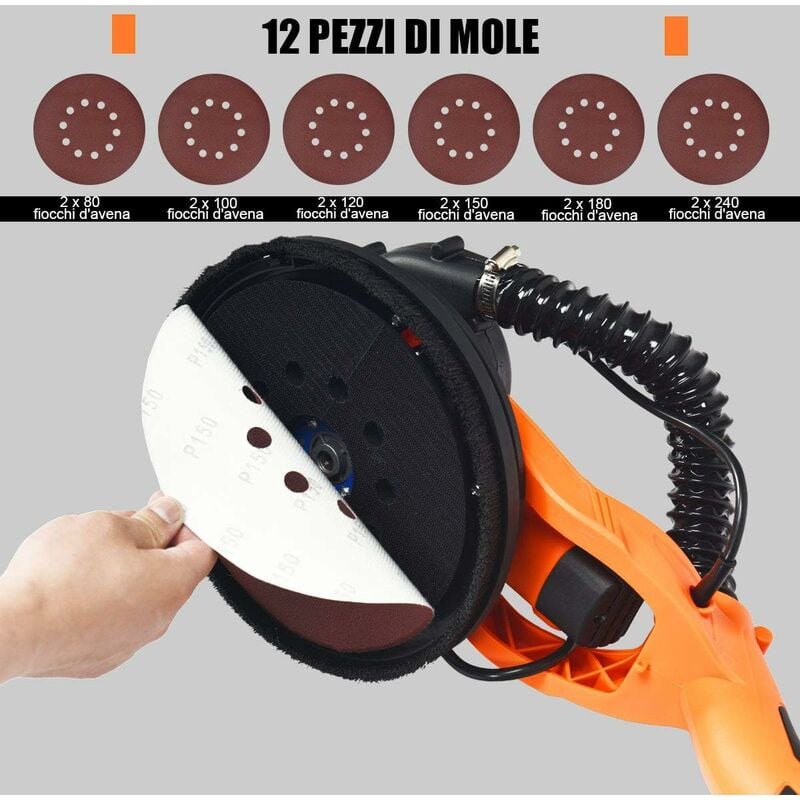 Monzana Levigatrice per Muro 750Watt Autopulente Sacchetto per Polvere 12x  Carta Abrasiva Luce Led : : Fai da te