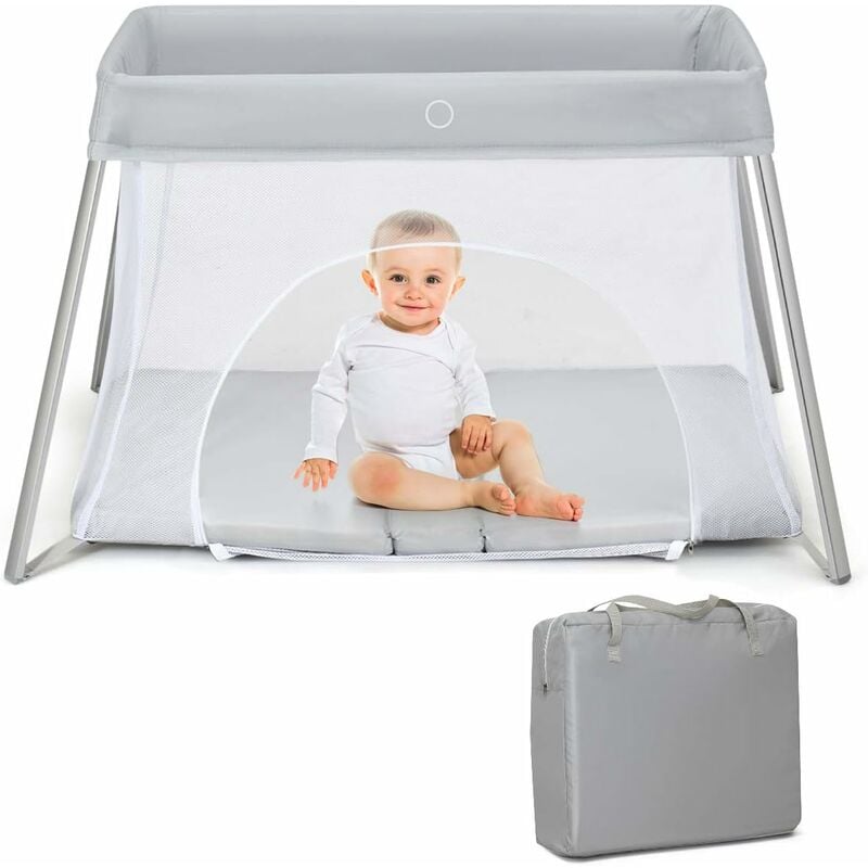 COSTWAY Lettino da Viaggio, Culla Neonato Pieghevole con Fasciatoio, per  Bambini 0-36 Mesi Fino a 15 kg, con Giocattoli, Zanzariera, 2 Ruote, 124 x  65