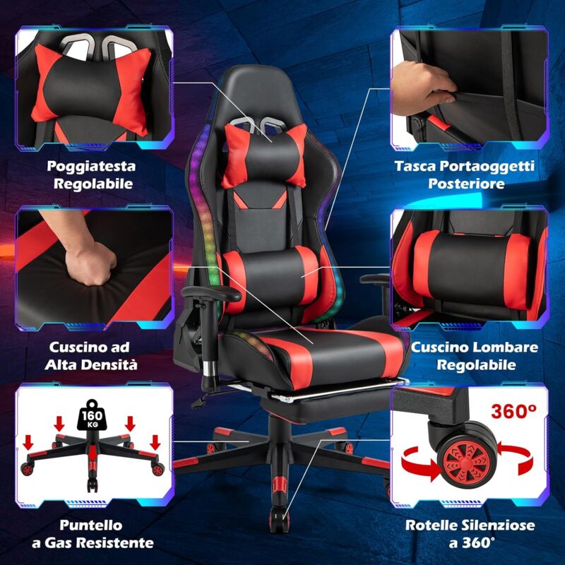 Cuscino Lombare Schiena - Supporto Ergonomico Per Sedia Ufficio E Auto, Rete Traspirante