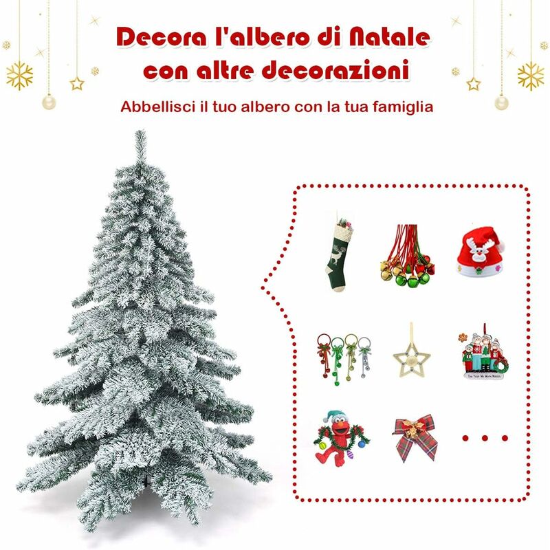 COSTWAY Albero di Natale 135/180/225 cm, Albero di Natale Innevato in
