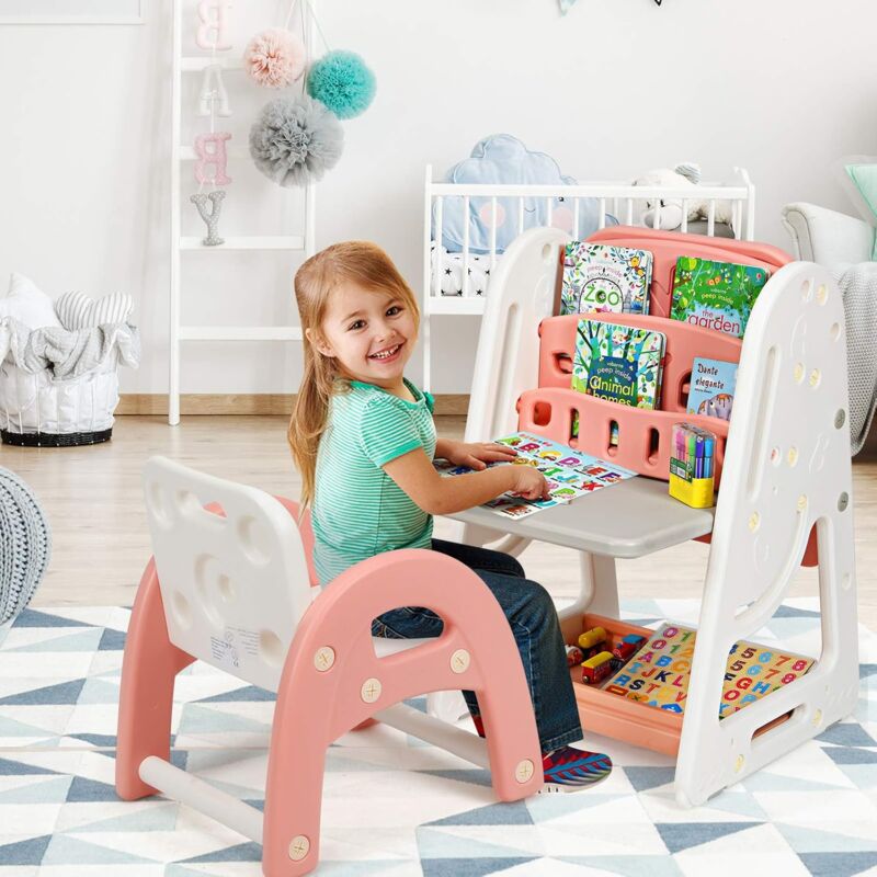 Cavalletto Artistico Per Bambini RELAX4LIFE - Regolabile In Altezza, Doppia Faccia Con Lavagna Bianca/Gessetto, Rotolo Carta, Vassoi E Accessori - Gioco Educativo