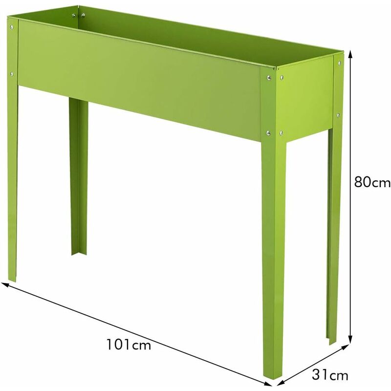 Fioriera Rialzata da Giardino, Piantatore Aiuola a Cassetta, Vaso Fioriera  da Esterno ed Interno, Verde (100x30x80cm)