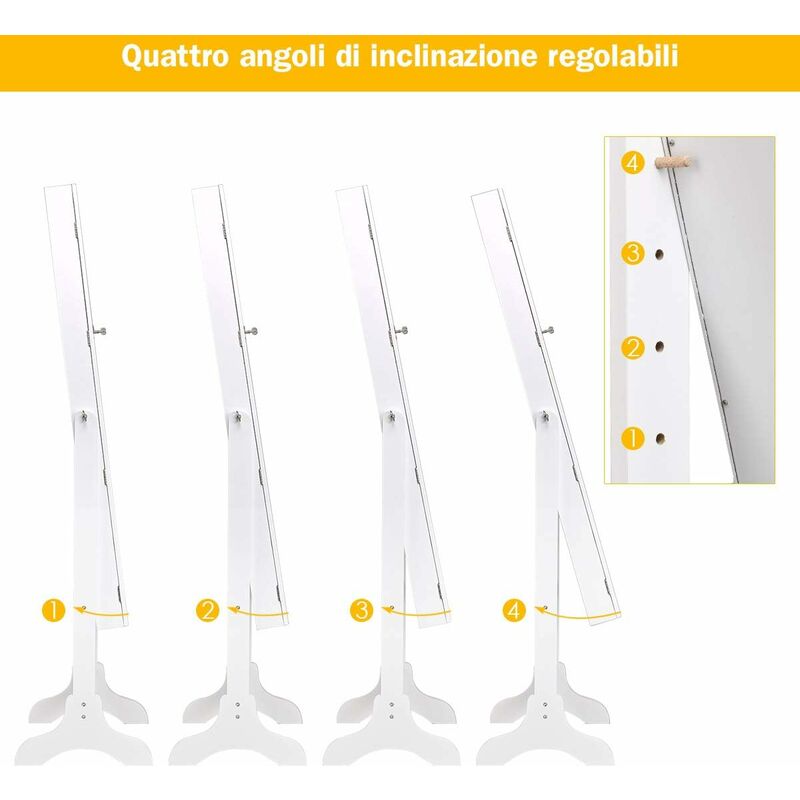 Armadietto Portagioie Con Specchio A Figura Intera - Organizer Per Gioielli Con Chiusura A Chiave - Nero