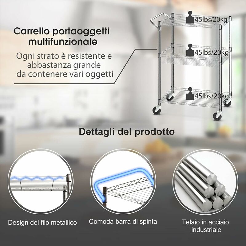 vidaXL Supporto Forno a Microonde a 2 Livelli 60x30x60cm Ferro