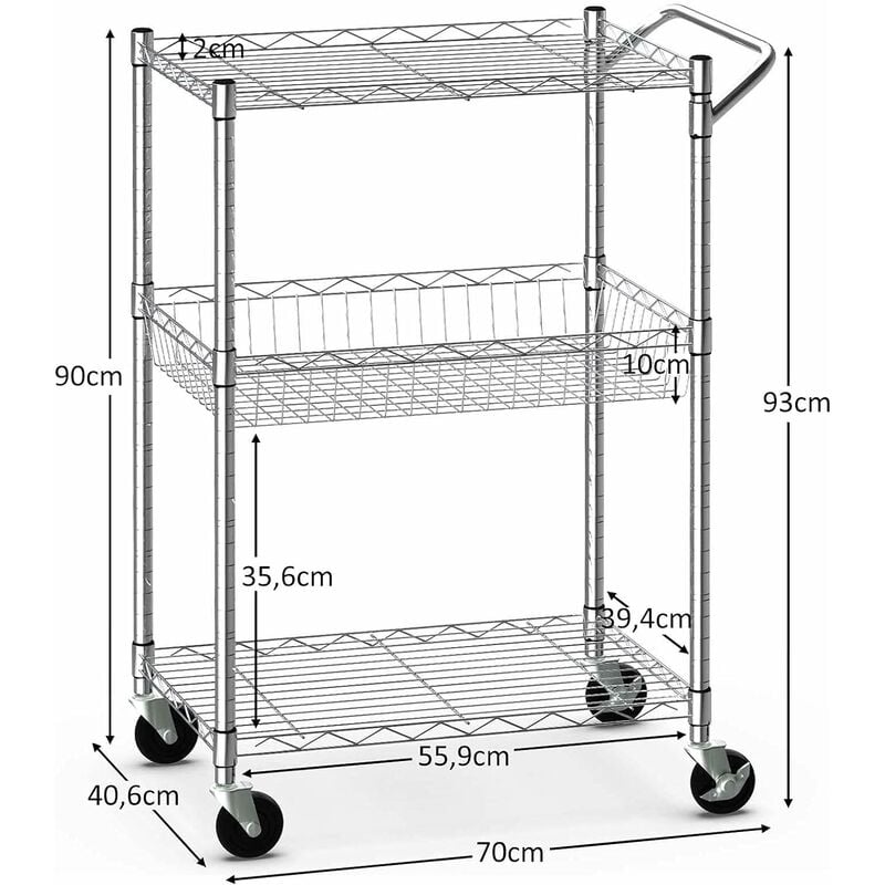 vidaXL Supporto Forno a Microonde a 2 Livelli 60x30x60cm Ferro Cromato