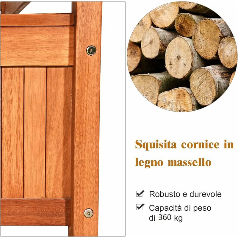 Panchina Da Giardino COSTWAY Con Contenitore - Legno Di Acacia - 2 Posti 360kg - 107x59x90cm